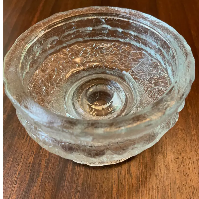 VTG Clear Crinkle Glass Pedestal Candle Holder/ Vase  E.O. Brody USA