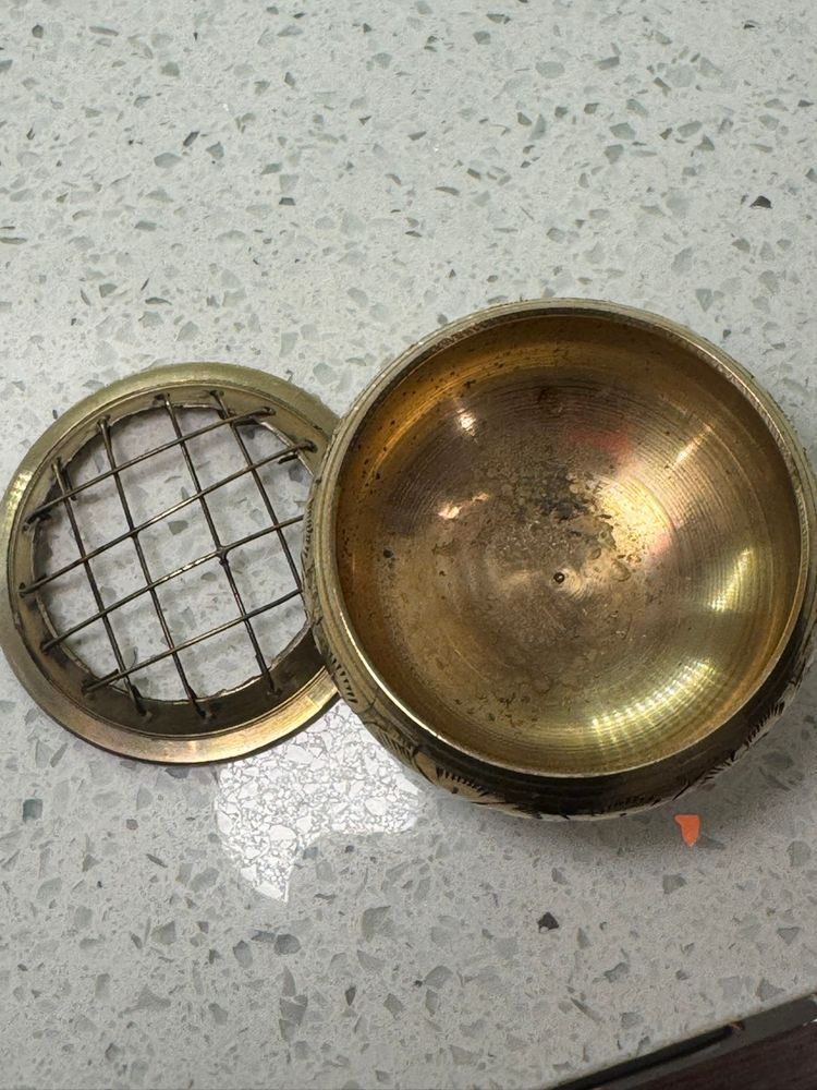 Mini Brass Small Kapoor Dani/Dhoop dani/Lamp/Burner with Cover and or brass flower frog