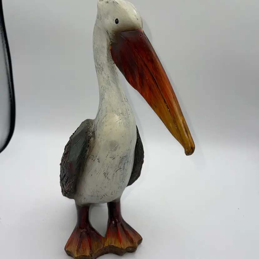 Pelican Bird Figurine Sculpture 12” Coastal Nautical Decor Handcrafted