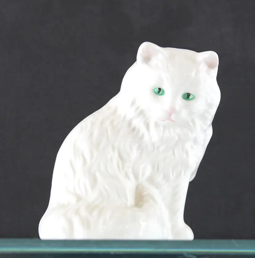White Cat Kitten Goebel Figurine West Germany Long Hair Persian Signed (F)