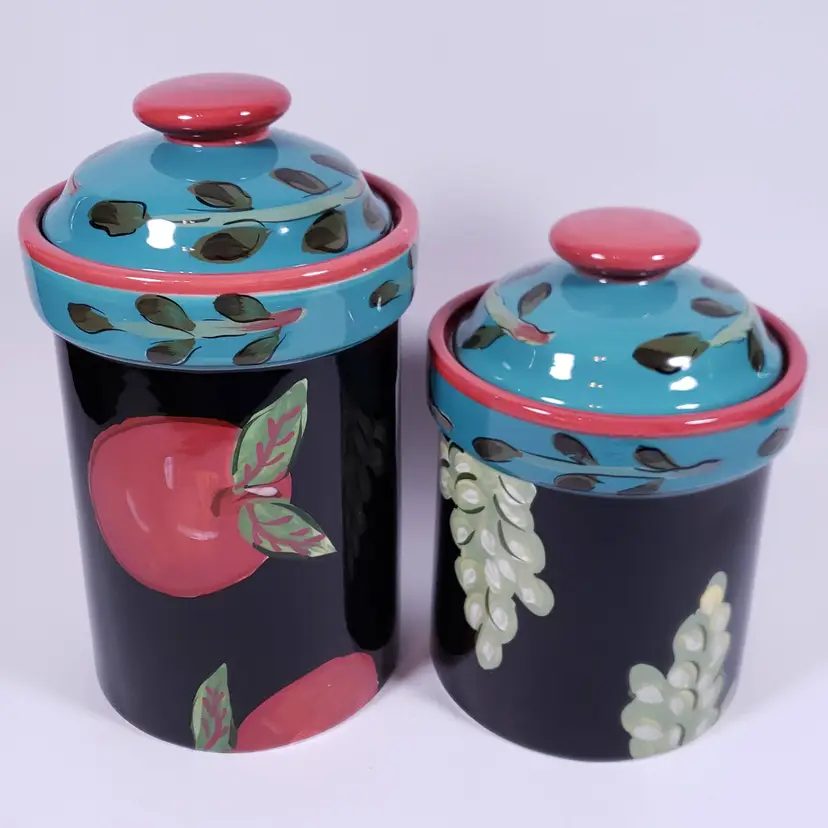 Certified International FRUIT SALAD Droll Too Jean Townsend Ceramic CANISTER SET