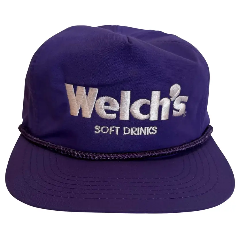 Vintage 1980’s Welch’s Soft Drinks Flat Brim Purple Rope Snapback - Unisex Adult