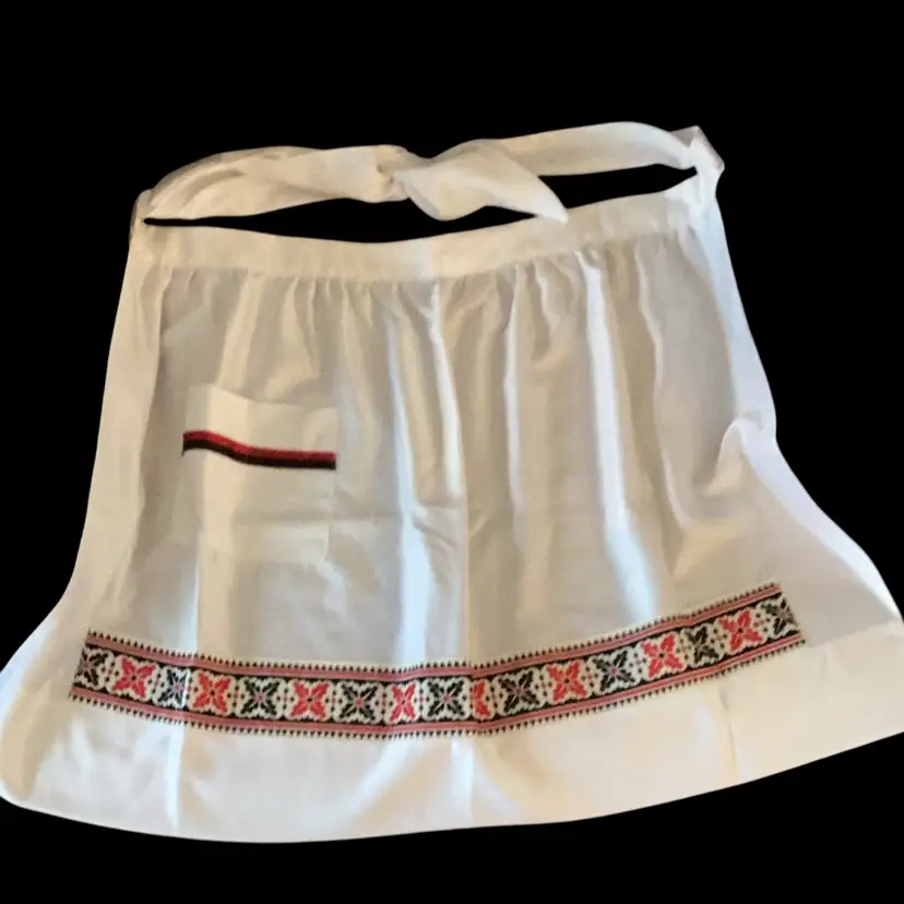 Gorgeous Handmade Satin Apron Red/Black Straight Stitched Decor - 71 Inches