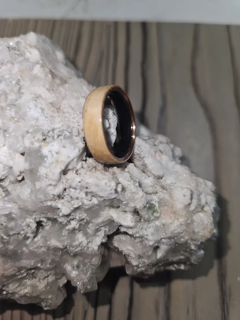 Handmade birds eye maple/copper ring