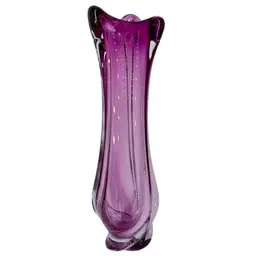 Val Saint Lambert Crystal Purple Art Glass Vase SIGNED
