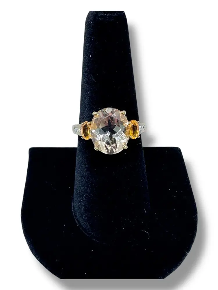 #01 - Vintage Genuine, Tourmaline Stone Gold Bond Ring. Size 8. Tested.