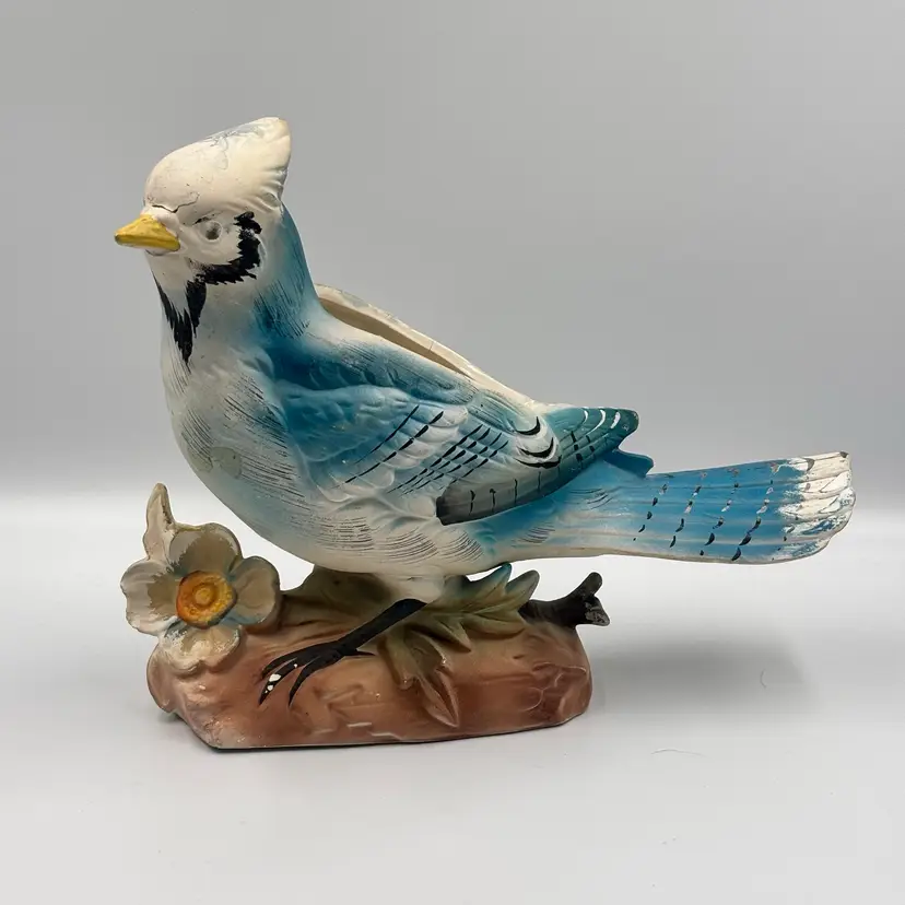 Vintage Japan Blue Jay Bird Planter 6.75”x9”*