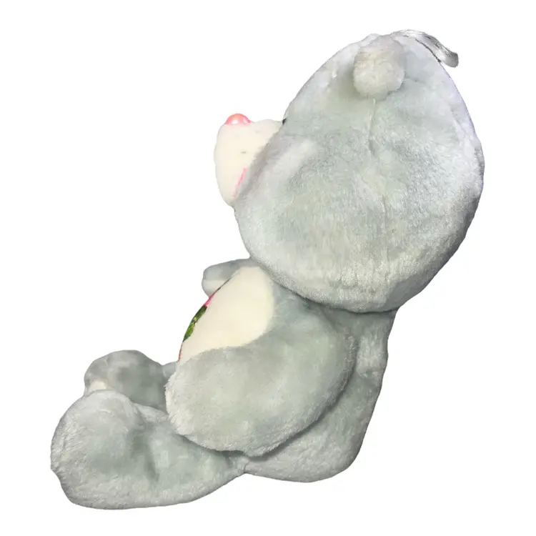 Vintage 1983 Kenner Care Bears Grams Bear Plush Grandma Gran Gray 15" Flowers
