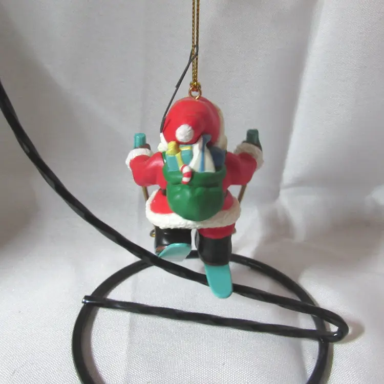 Plastic Skiing Santa Christmas Ornament