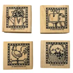 Stampin Up Country Collections Stamps Wood Rubber Set 4 Retired 1999 Vintage