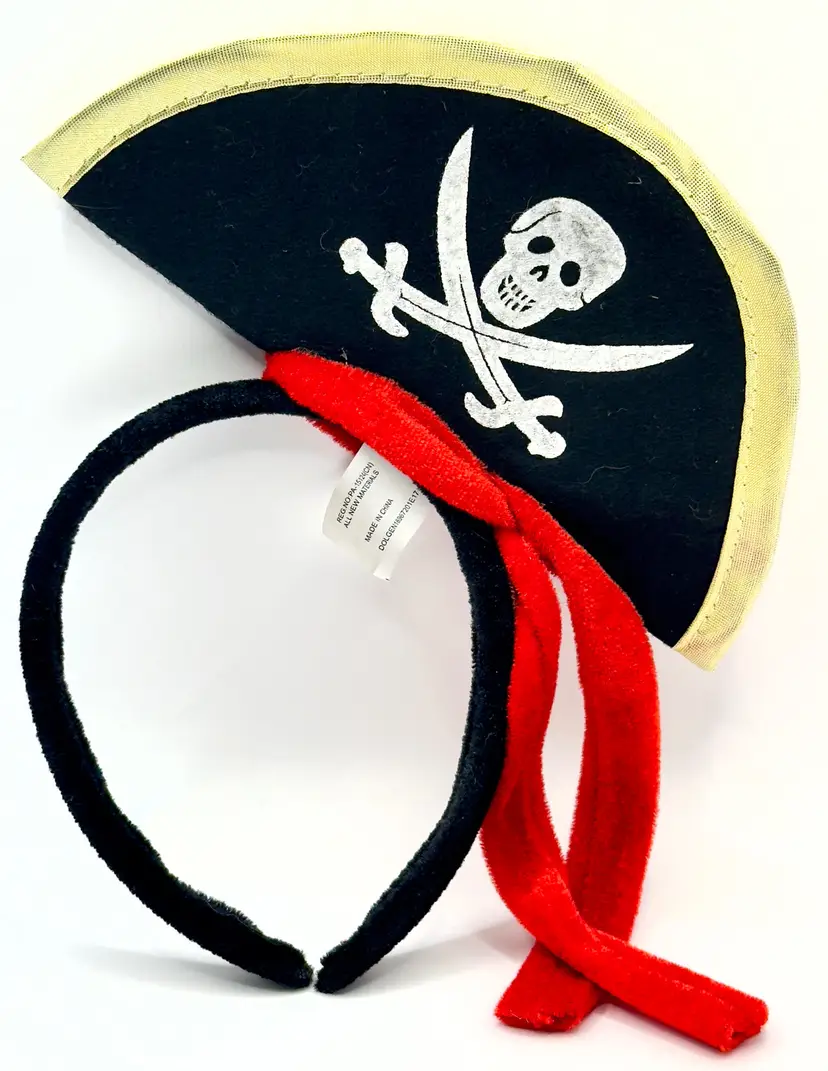 Pirate Hat Headband Skull Crossbones Red Sash, Halloween Costume Accessory, By Dolgencorp LLC., Made in China, MPN 18967201E17
