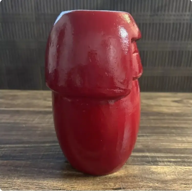 Vintage Japan Red Kokeshi Doll Pottery 7.5”