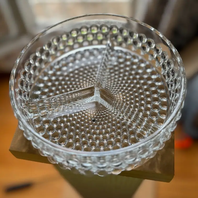 Vintage Unmarked Clear “Bubble” Divided Dish