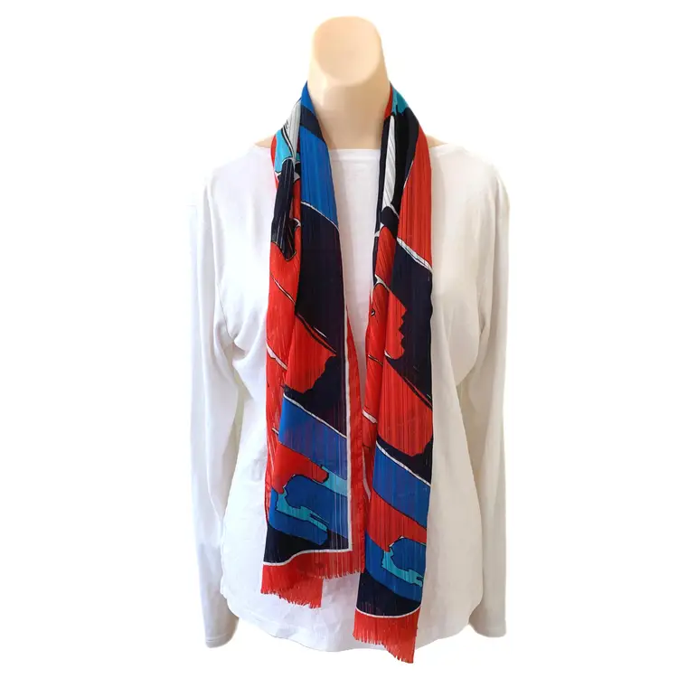 Abstract Long Fashion Scarf Rectangle Retro Fringed Edge Vintage