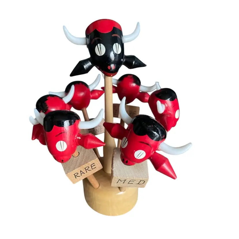 VTG Wooden Bull Steak Markers Japan