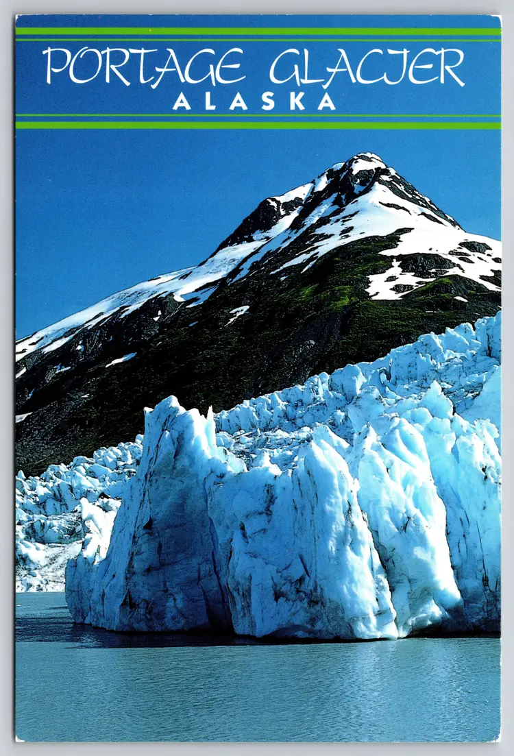 Postcard Portage Glacier Calving Icebergs Alaska Glaciology