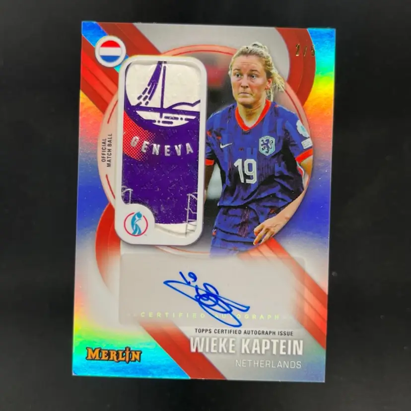 Wieke Kaptein 2025 Topps Merlin WEURO Match Ball /5 Autograph Soccer Card