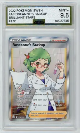2022 Pokemon Brilliant Stars ROSEANNE'S BACKUP Full Art 172/172 AGS 9.5 MINT+