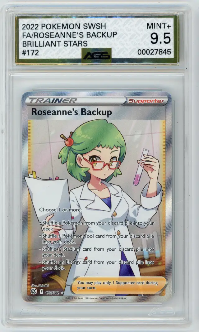 2022 Pokemon Brilliant Stars ROSEANNE'S BACKUP Full Art 172/172 AGS 9.5 MINT+