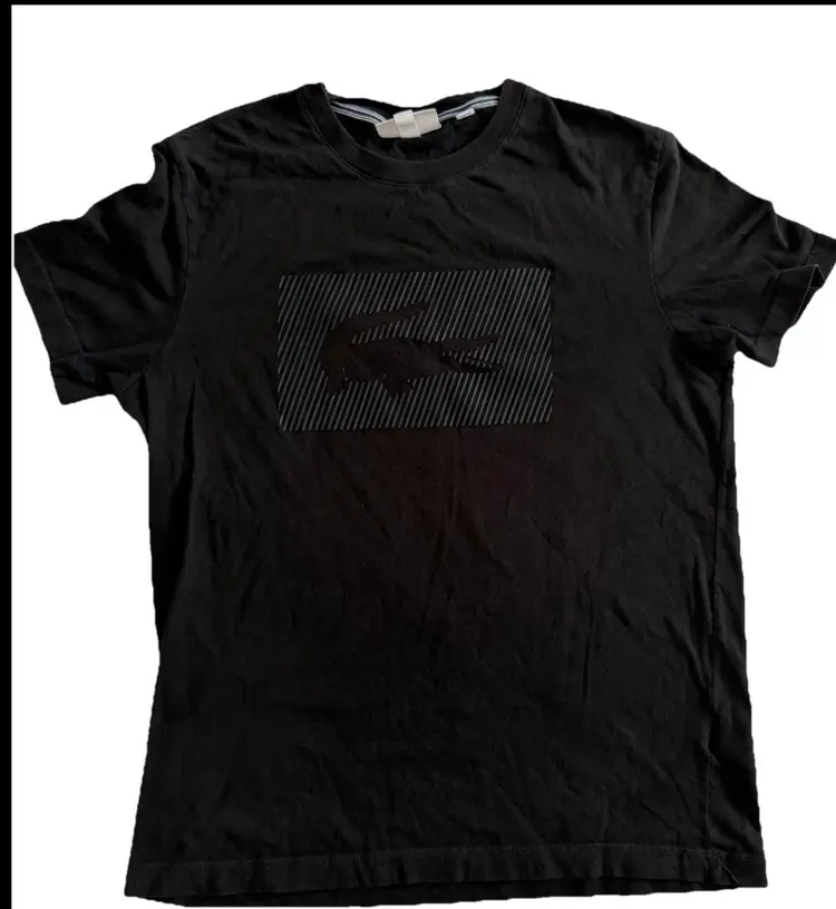 Lacoste 3D Crocodile Print Classic Black T-Shirt -Small