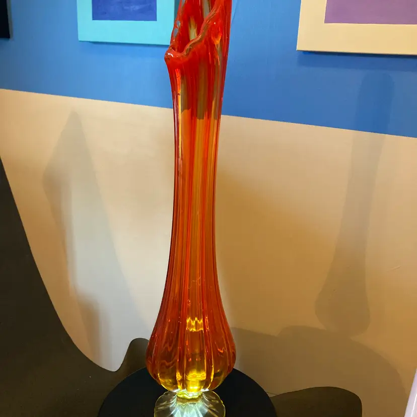 22. VTG Viking Persimmon 21 1/4 Inch Swung Vase Glowy