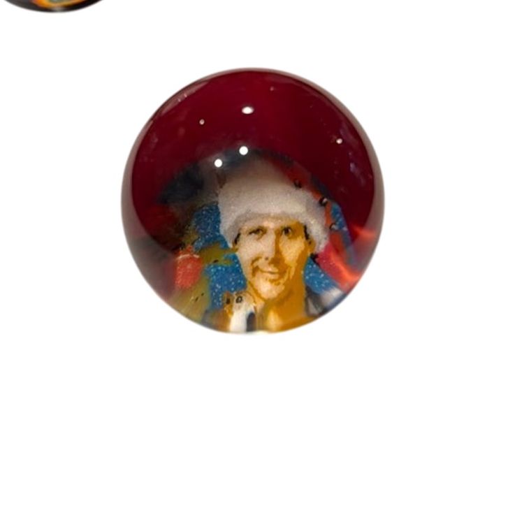 Marble * Zac De Simone Art Glass - 1.25” - 3D National Lampoon’s Christmas Vacation Scene Chevy Chase Santa Hat