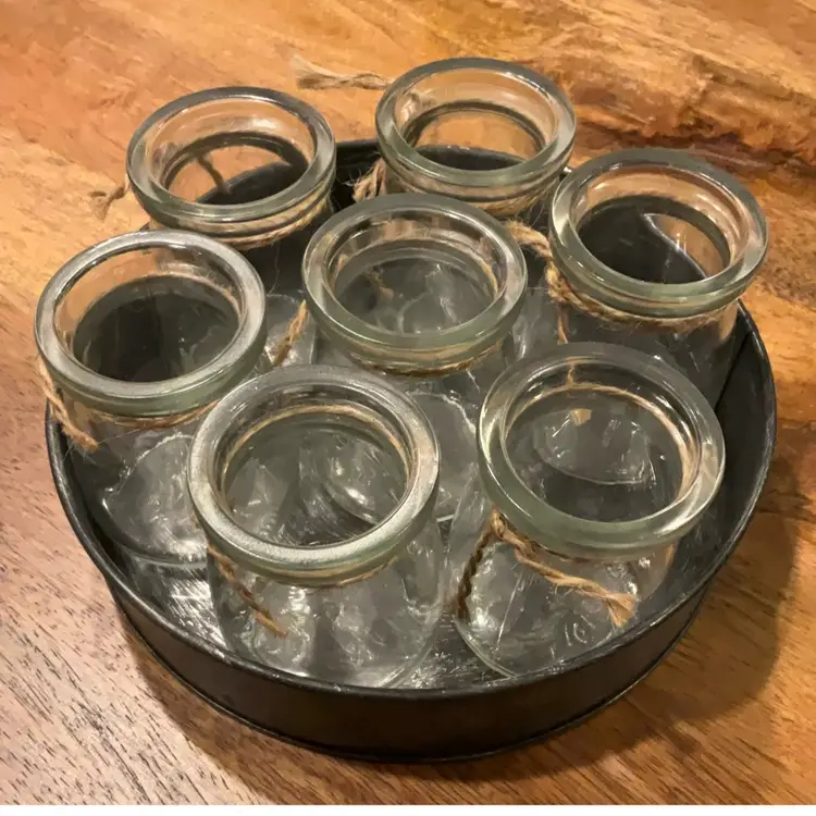 Metal Tray With 7 Mini Jars 7”tray 3”jars