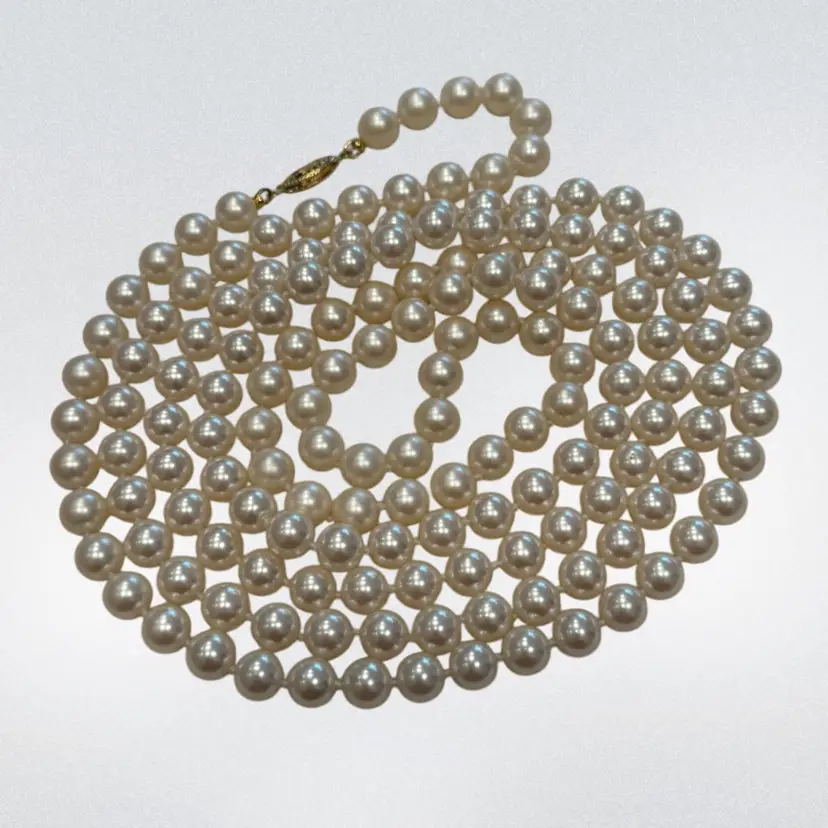 Vintage Art Deco 54” Flapper Length Hand Knotted Glass Pearl Necklace