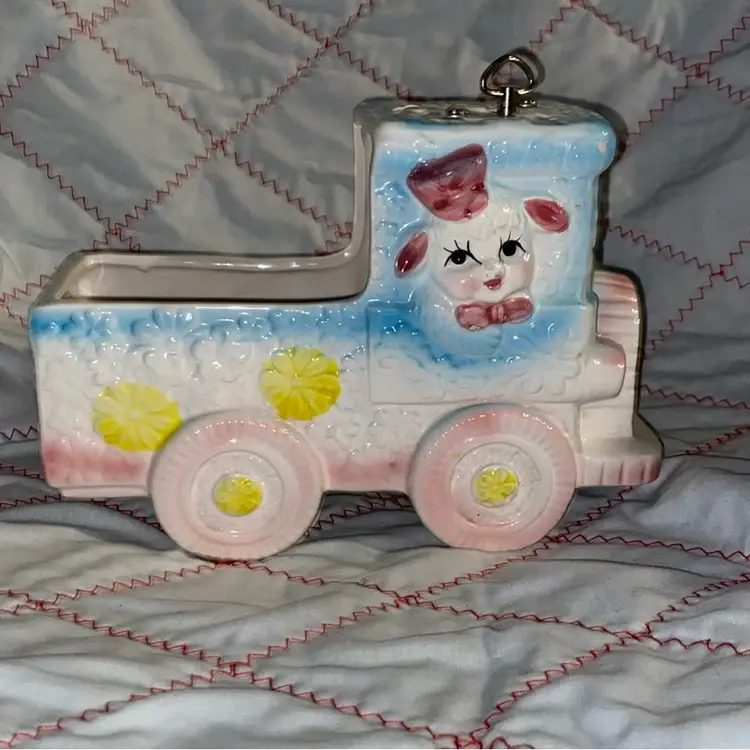 Vintage Baby Planter Music Box My Neil 8” Long 5.5” Tall