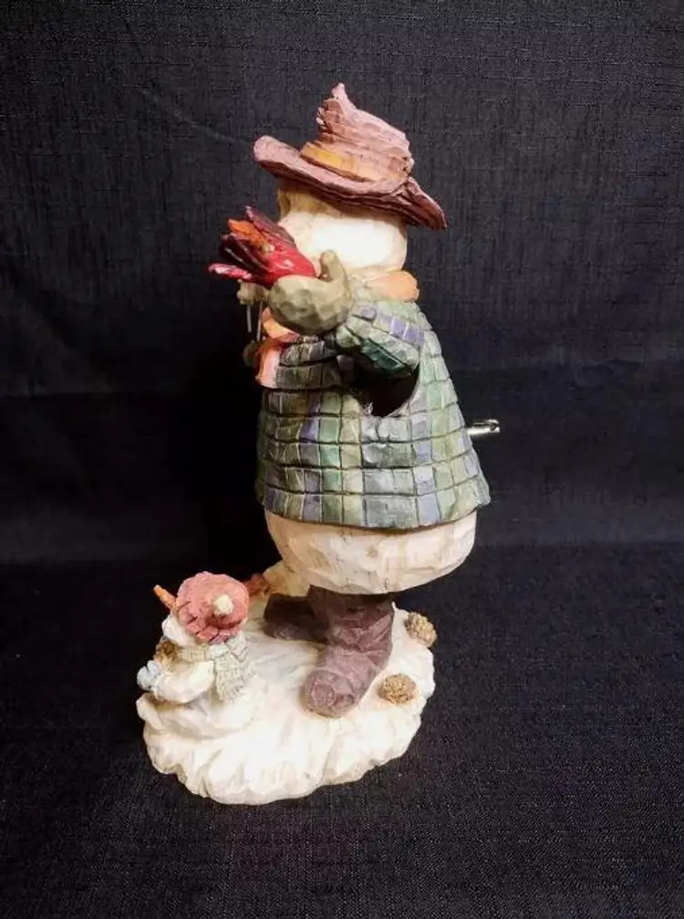 Resin Snowman & Kids Dancing Musical Christmas Winter Figurine Winter Wonderland