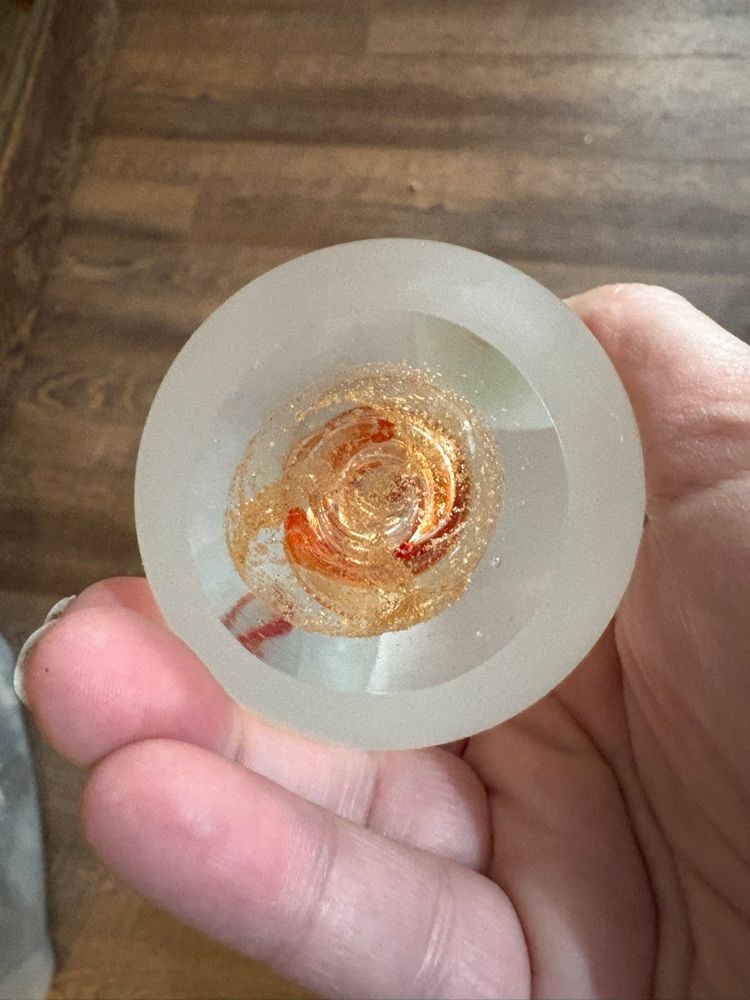 Egg Shaped Paperweight Red orange swirl