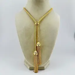 J. Crew Dramatic Double Tassel Classic Gold Tone 28” Necklace