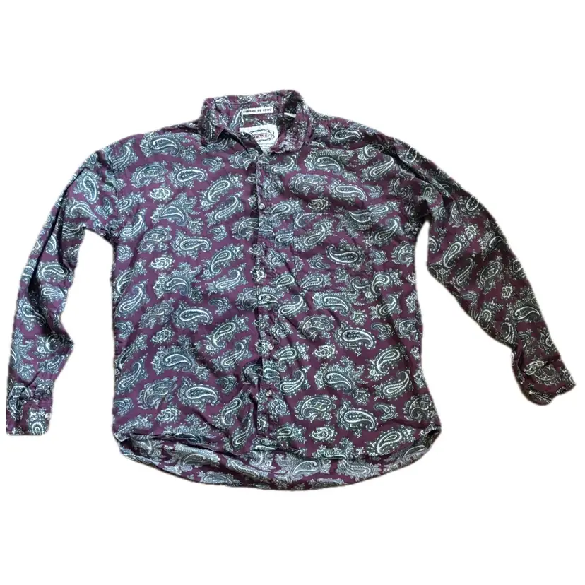 Vintage International News Burgundy Paisley Mens Shirt Sz Medium Hipster Retro