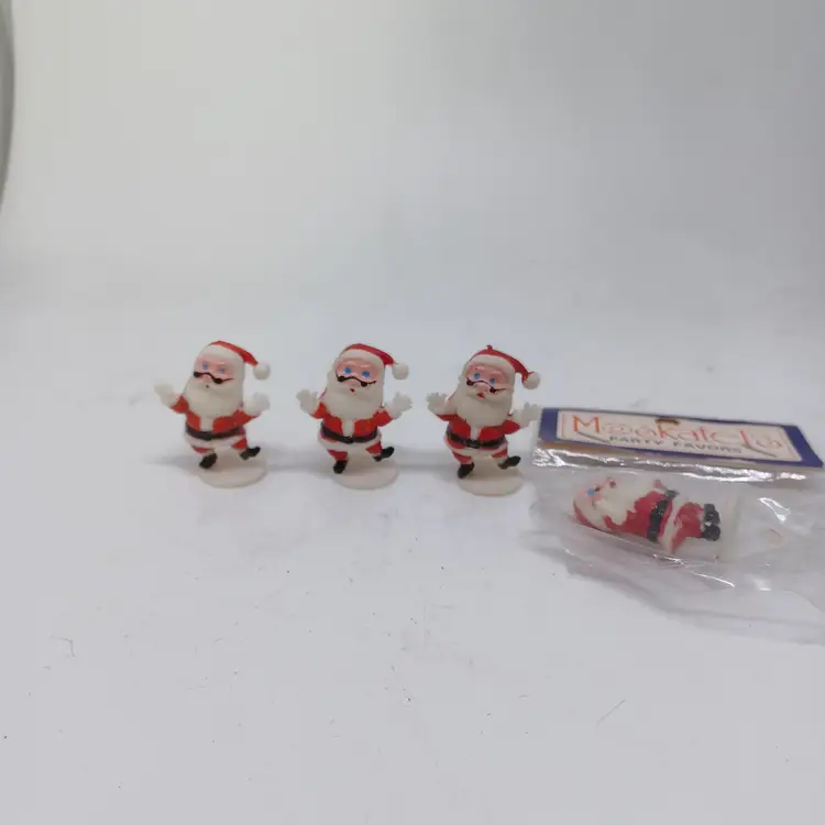 Vintage Miniature Plastic Santa's for decorating cake decorating Etc set of four