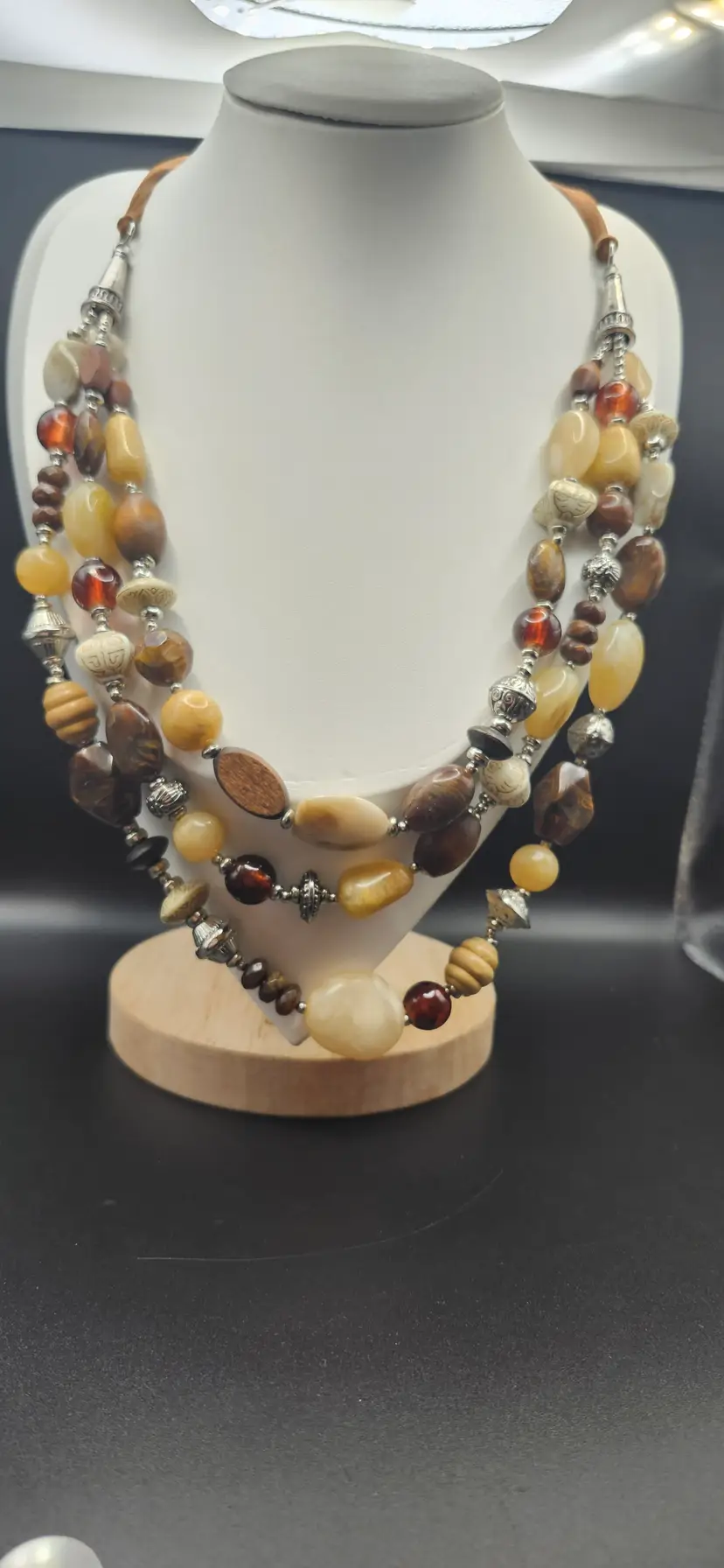 Earthy Multi-Stone Layered Necklace - NOS
