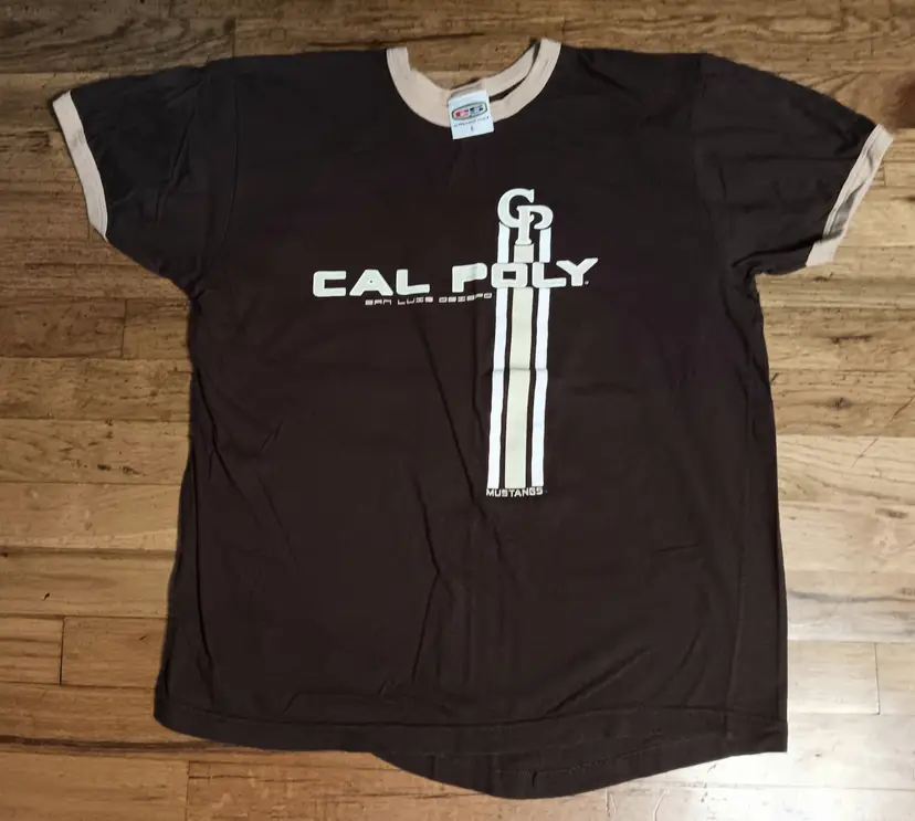 vintage Cal Poly Mustangs t-shirt with ringers college football basketball