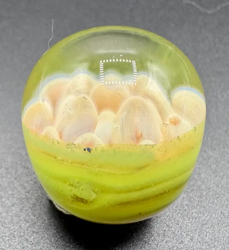 Contemporary Art Glass Practice Marble- Oblong Flower Implosion 1”