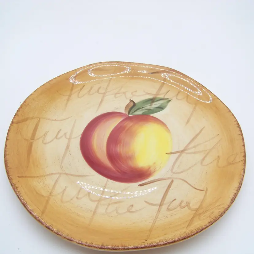 El Camino hand painted round peach plate Table Tops Unlimited