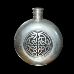 Vintage St. Justin Cornwall England Pewter Flask “Celtic” Design