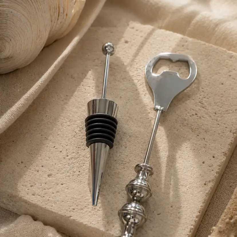 Set Of 2 Beadable Wine Stopper And Beer Opener