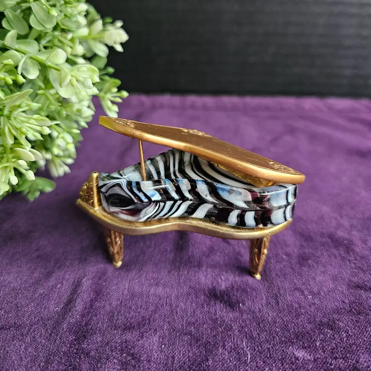 2005 Fitz & Floyd Glass Menagerie Collection Art Glass Gold Piano Figurine