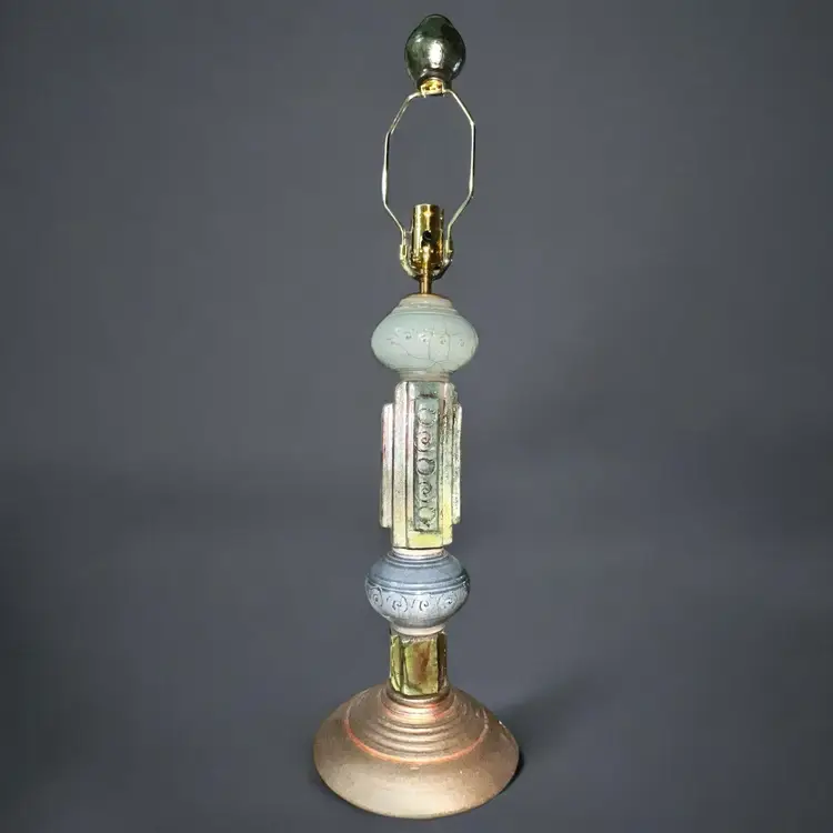 Signed Wender Pottery Raku Studio Lamp – Sculptural Ceramic Art – 29” Tall – Works Perfectly!