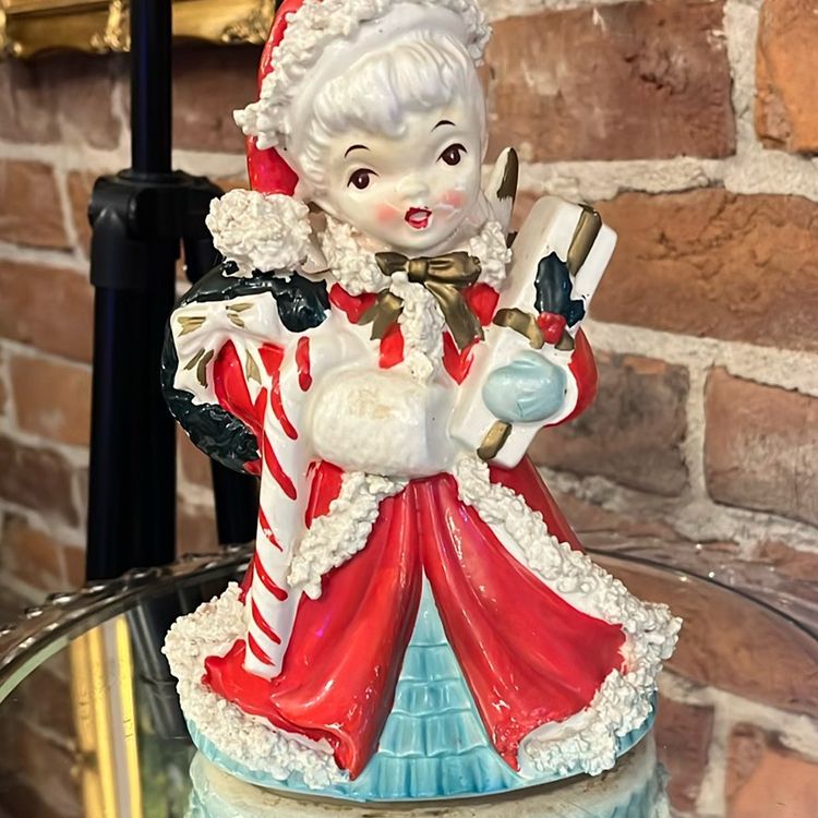 Vintage Christmas Shopping Angel. 1956.  Made In Japan. Vintage Planter.