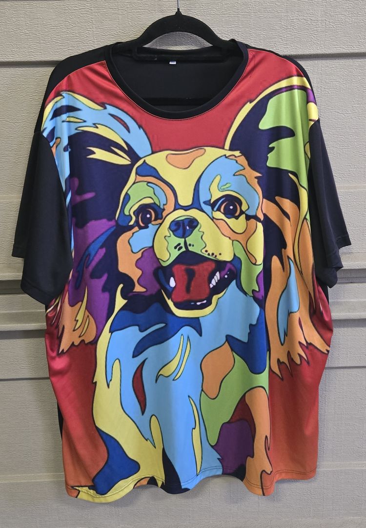Papillion Dog Art Women's Short Sleeve Top Shirt 3XL
