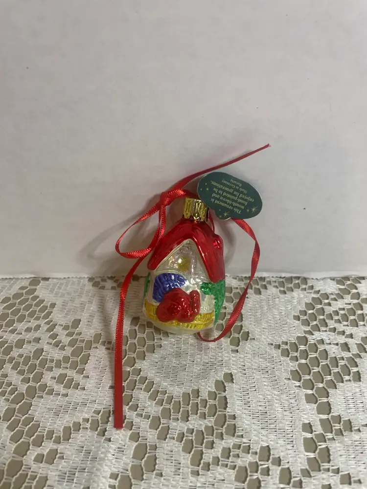 Glass Christmas House Ornament