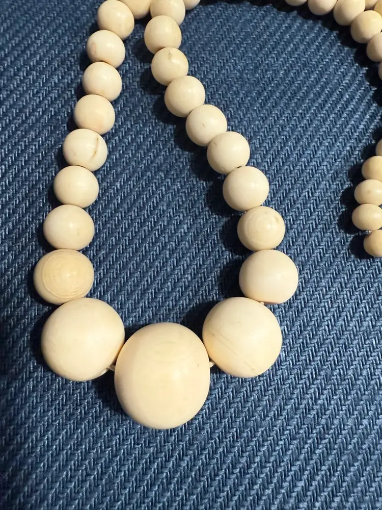 Antique Fossilized White Beads