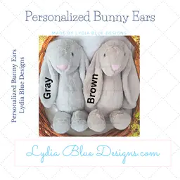 Personalized BROWN Bunny Plush – 16” Easter Bunny with Custom Ear Embroidery