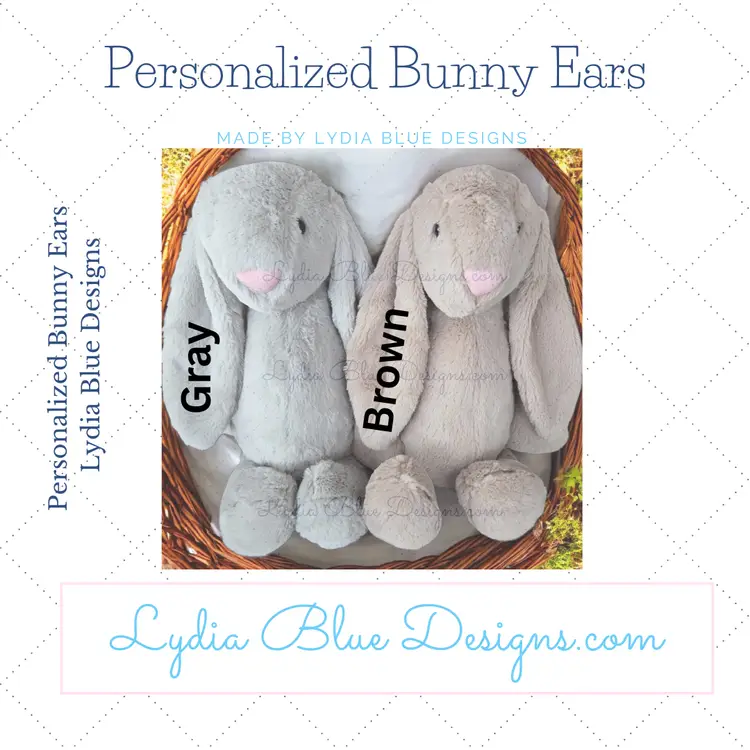Personalized BROWN Bunny Plush – 16” Easter Bunny with Custom Ear Embroidery