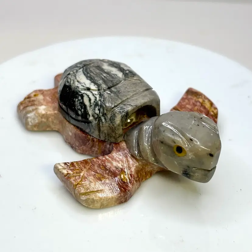 Small Multi-Stone Turtle Figurine 2.5”