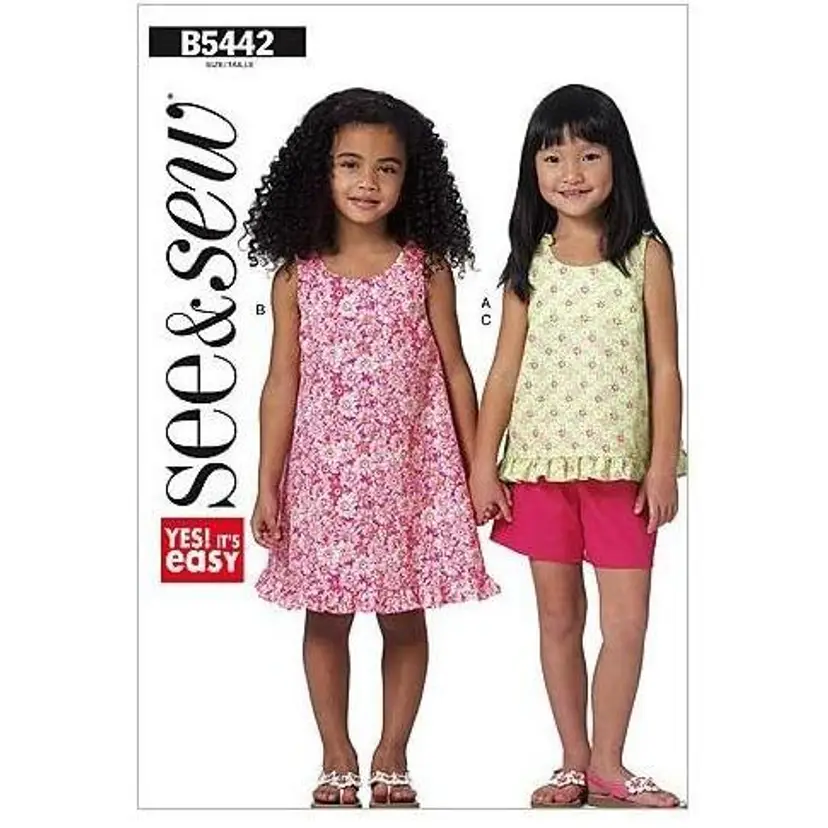 Butterick Sewing Pattern 5442 - Toddler Child Top, Dress and Shorts